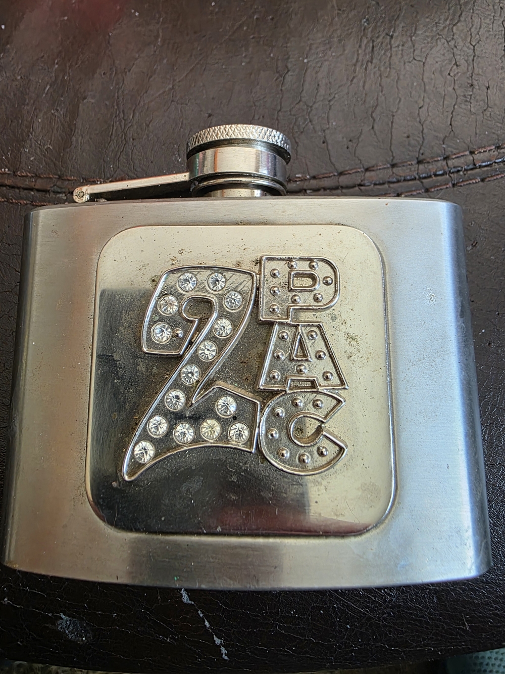 2PAC Rhinestone Stainless Steel Hip Flask